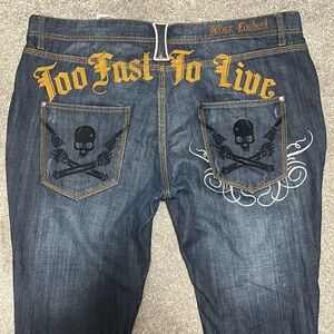Vintage Blac Label “Too Fast To Live” Embroidered Jeans